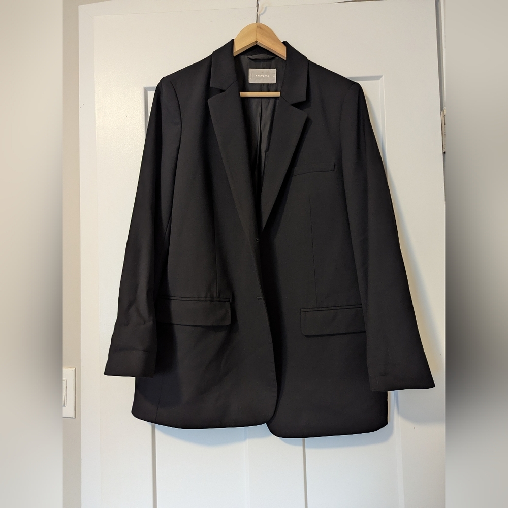 Everlane Oversized Blazer, Black Wool Blend